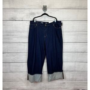 A New Approach Plus Size Highest Rise Wide Leg Cuffed Jeans Size 24W